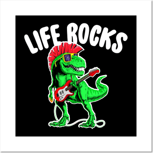 Life Rocks For Dinosaur Rock And Roll Birthday Party Boys Posters and Art